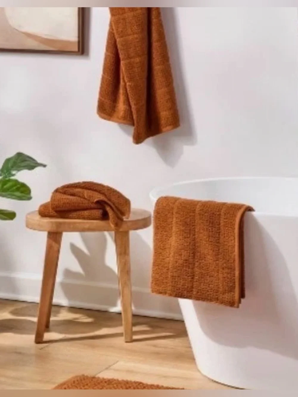 NWT Threshold 4pc Performance Plus Bath Towel Set 2 Bath + 2 Hand Rust Orange